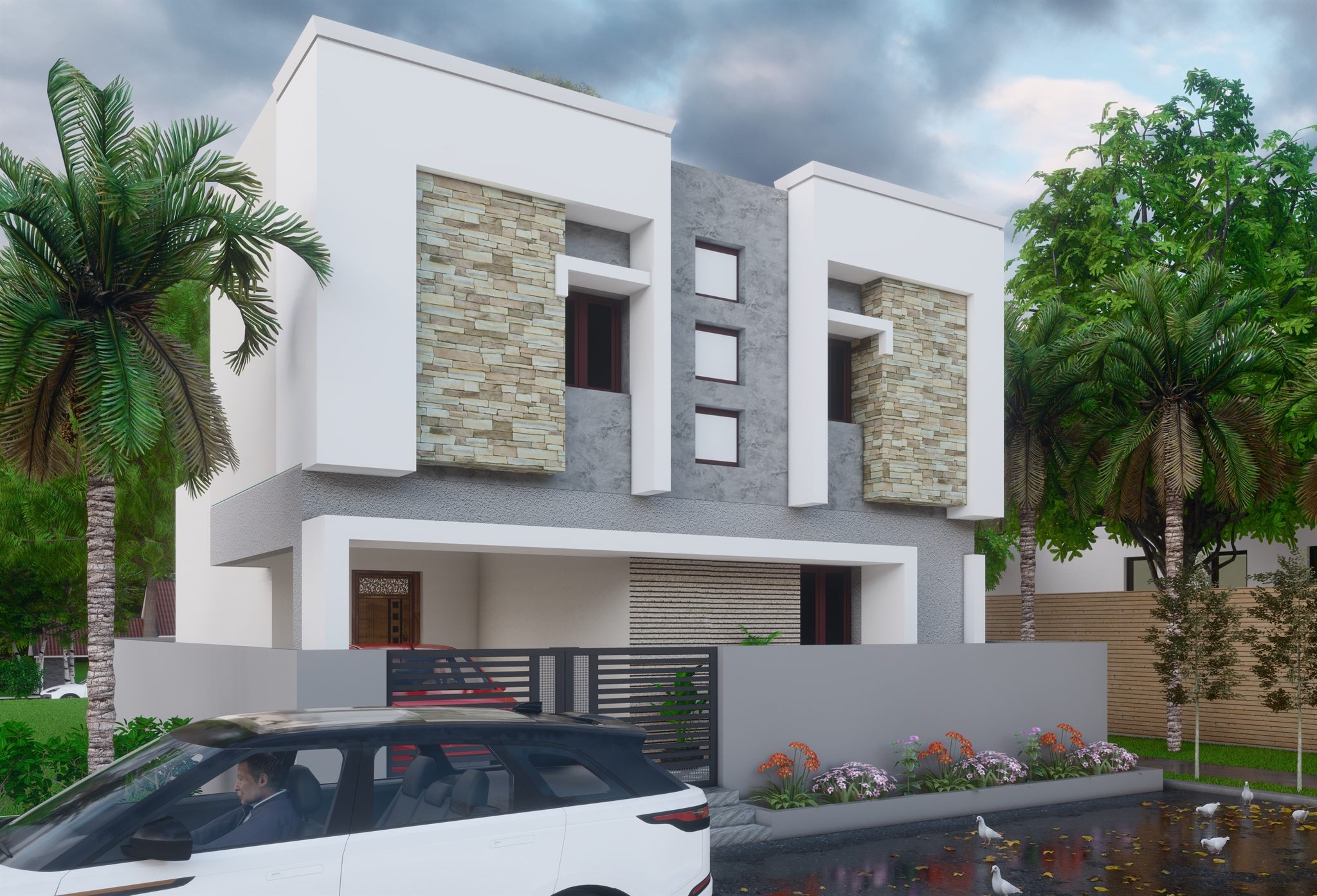 Multi-Storey Architectural Elevation & Floor Plan